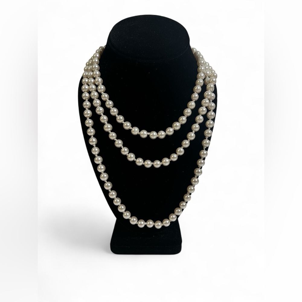 🤍NEW Long Layered Faux Pearl Necklace 59”
